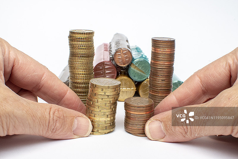 欧元硬币组合图片素材