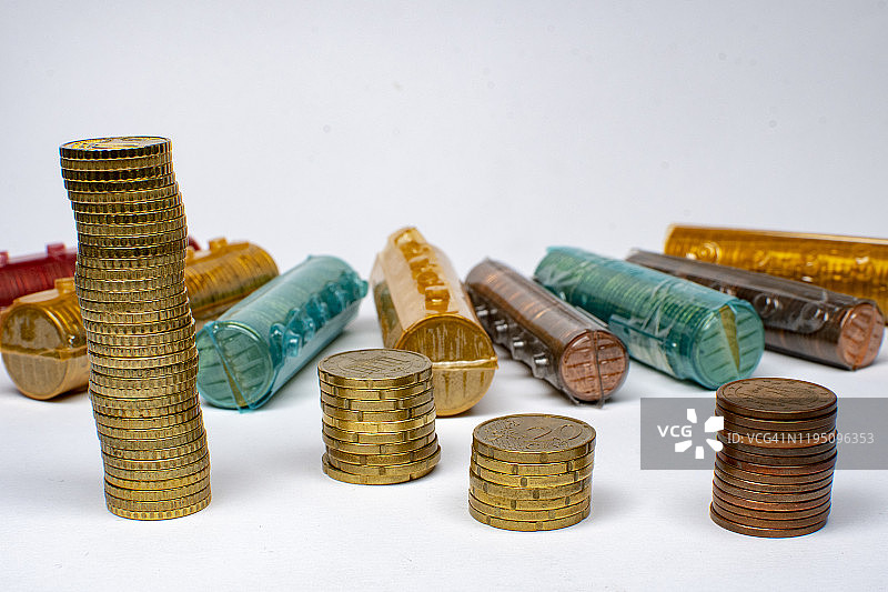 欧元硬币组合图片素材