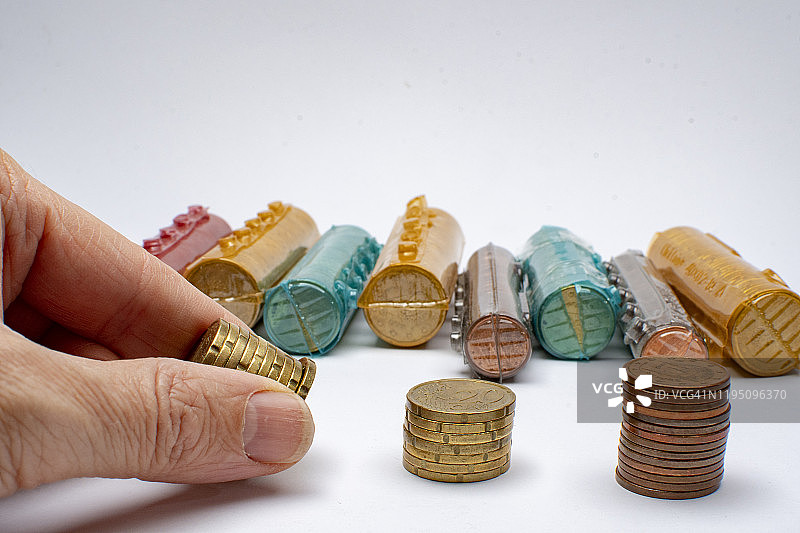 欧元硬币组合图片素材