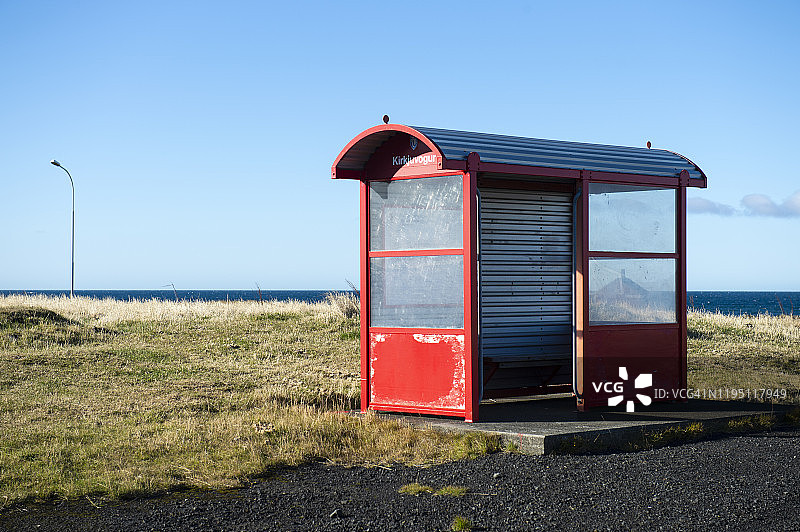 冰岛南部半岛哈夫尼尔的公交车站亭图片素材