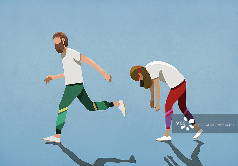 疲惫的妻子追赶丈夫图片素材