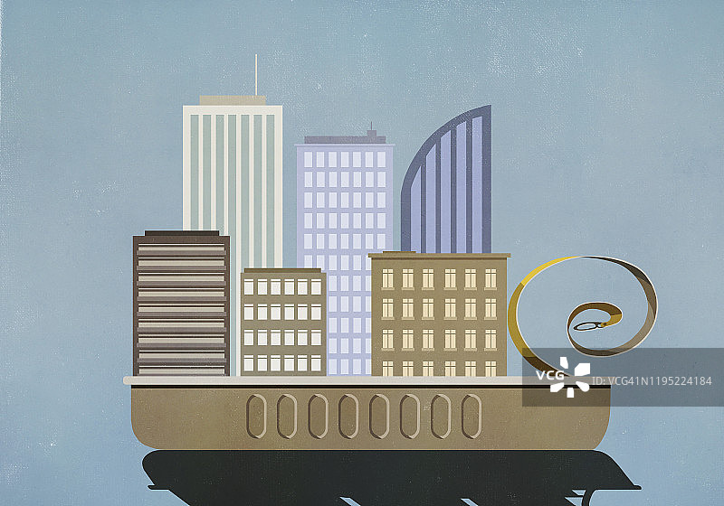 从沙丁鱼罐头中浮现的城市景观图片素材