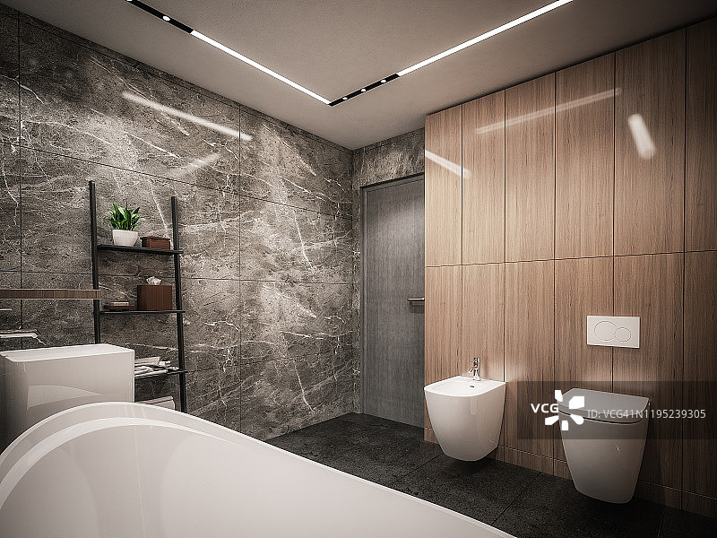 浴室的计算机生成图像，3D渲染图片素材