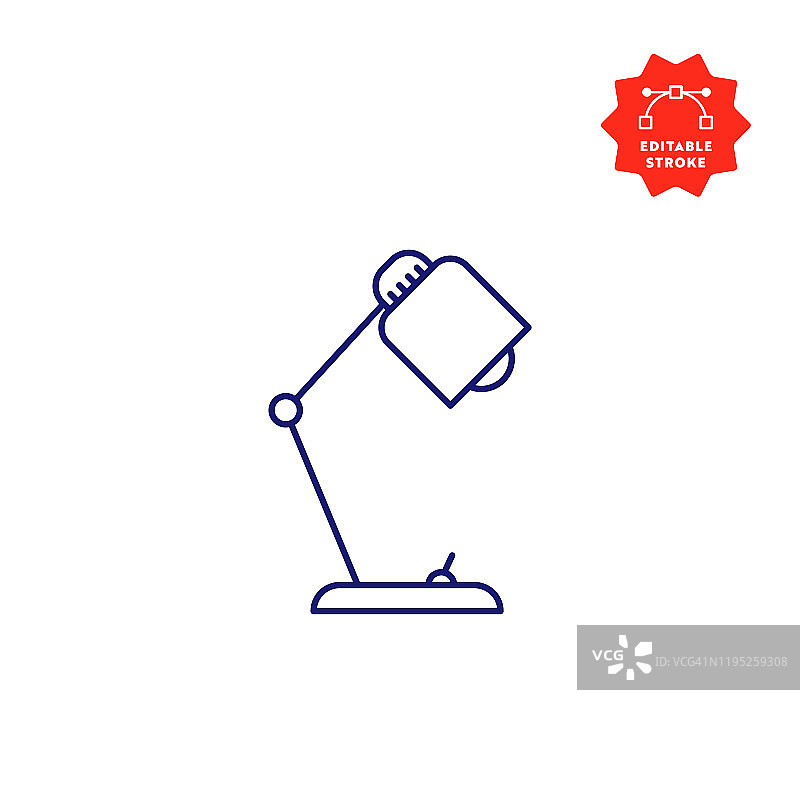 带有可编辑笔触和像素对齐的台灯直线图标图片素材