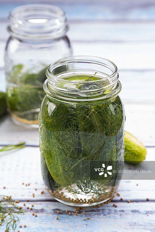 芥末籽腌莳萝黄瓜图片素材