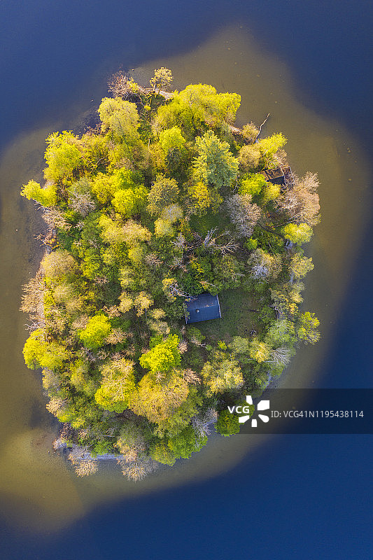 德国巴伐利亚米尔沃思小岛的航拍图片素材
