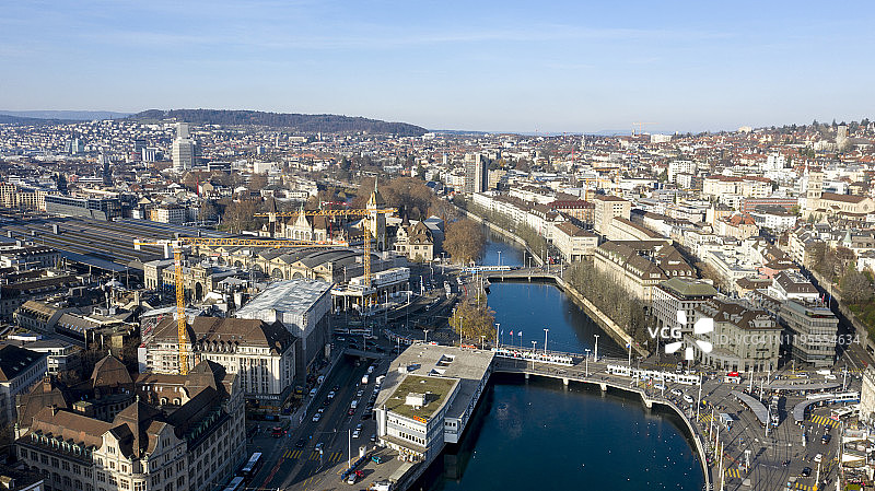 瑞士苏黎世市中心鸟瞰图片素材