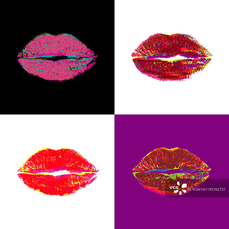 波普艺术风格唇印素材合集图片素材