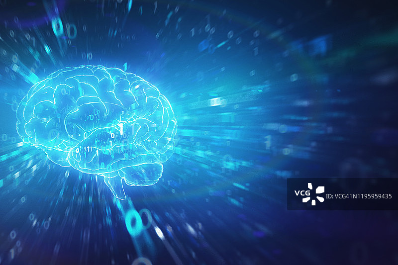 人工智能大脑与二进制数据速度运动图片素材