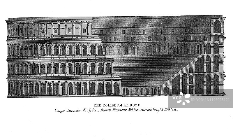 罗马斗兽场古老雕刻插图图片素材