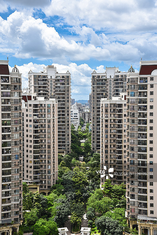 江门蓬江区住宅区午间鸟瞰图片素材