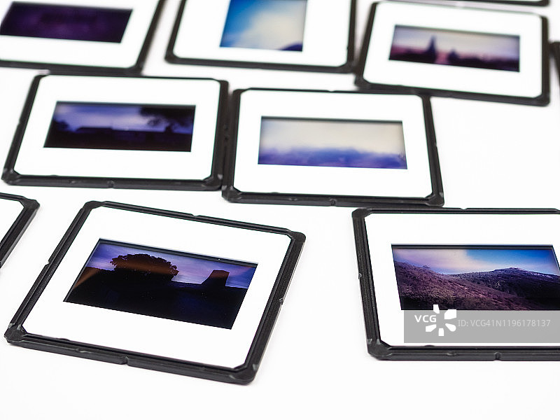 白色背景上的摄影幻灯片特写图片素材