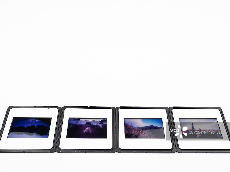 白色背景上的摄影幻灯片特写图片素材