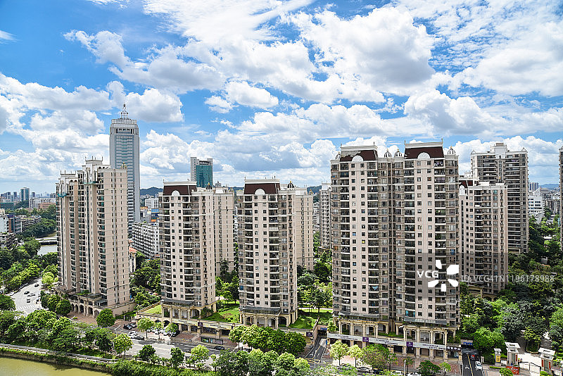 江门蓬江区住宅区午间鸟瞰图片素材