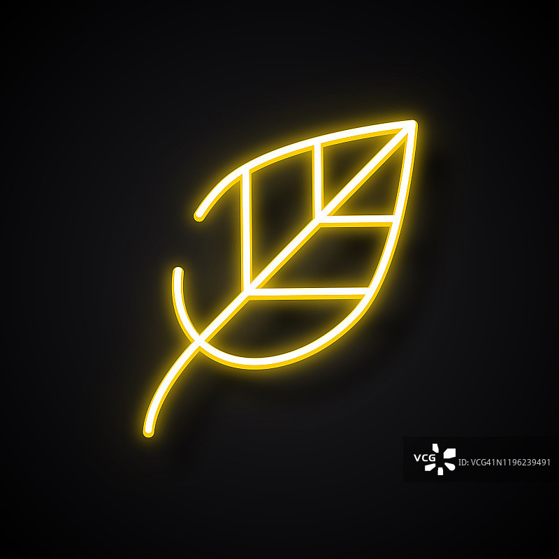 发光霓虹灯效果自然图标，轮廓符号合集图片素材