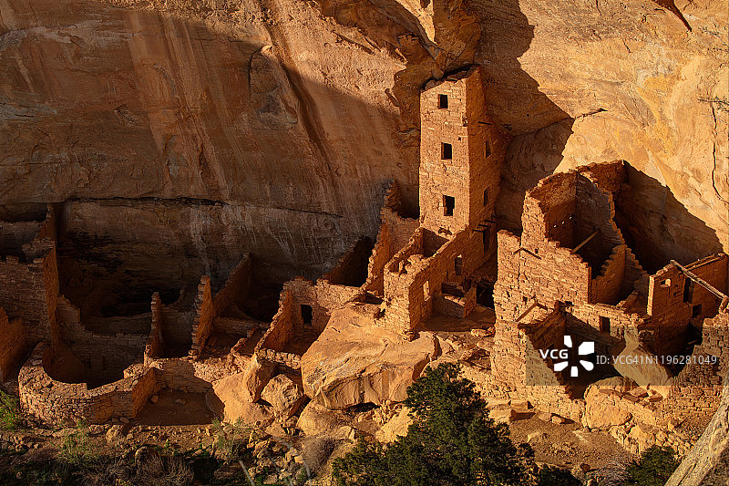 梅萨维德方形塔楼房屋遗址群图片素材