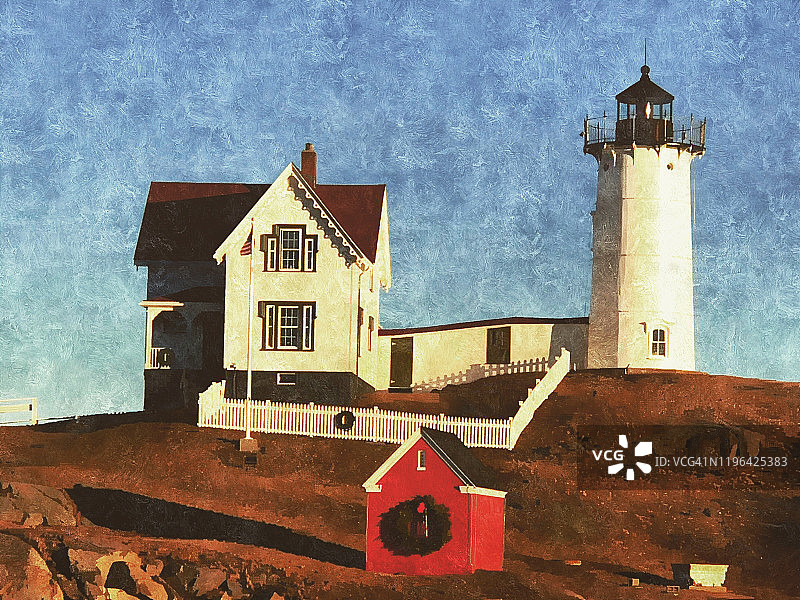 画家眼中的努布尔灯塔图片素材