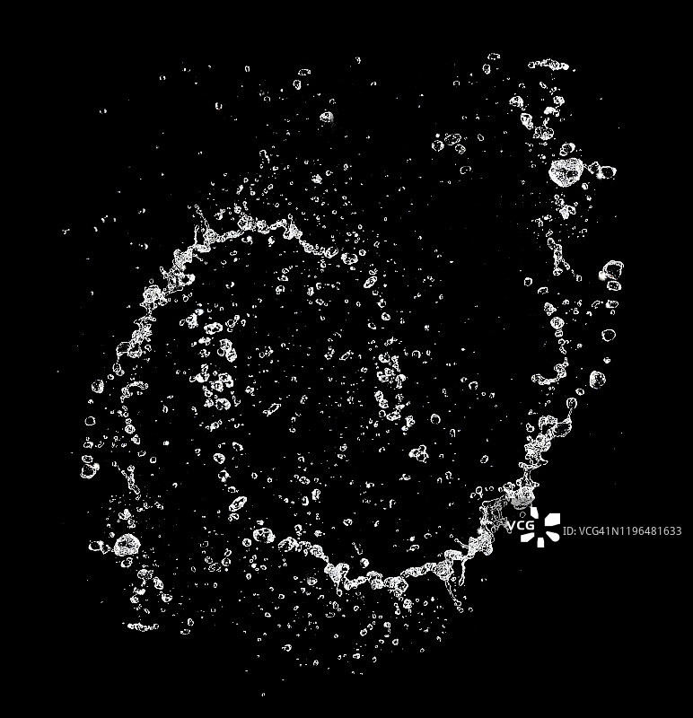 黑色背景上的水图案和抽象形式图片素材