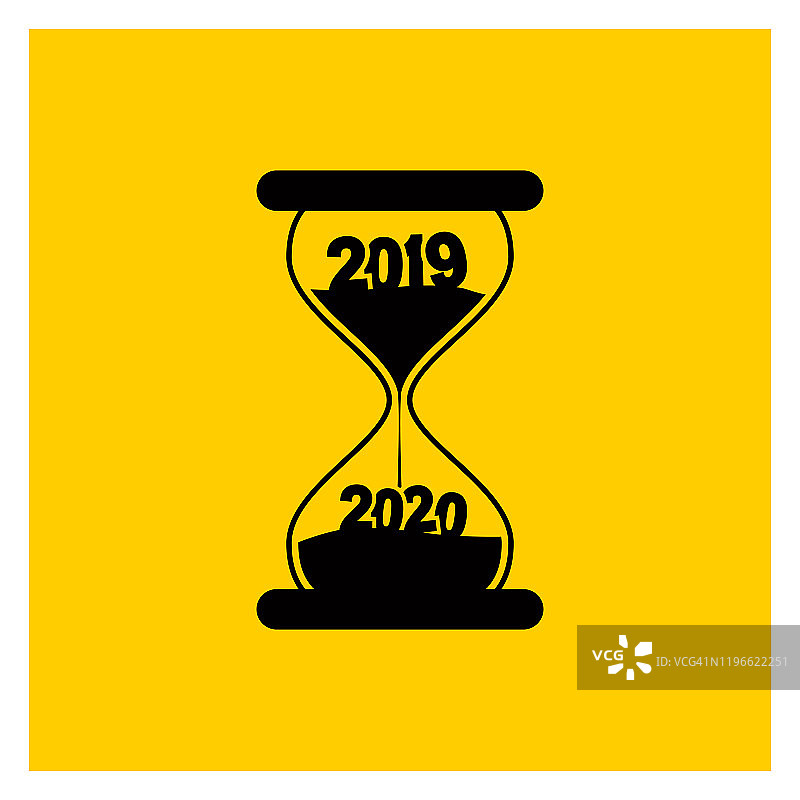带有沙漏的2020新年概念，沙漏显示2020新年倒计时图片素材