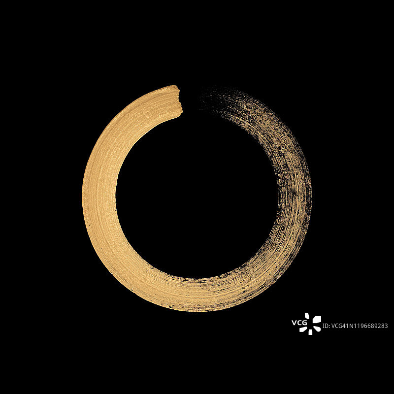 黑色背景上的金色水墨圆圈图片素材