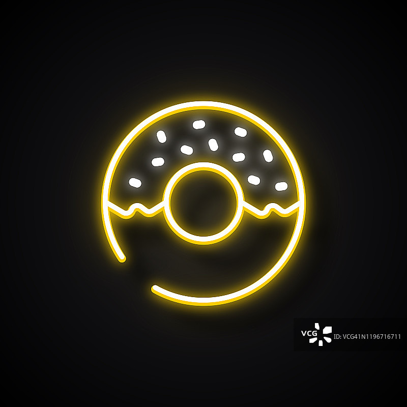 发光霓虹灯甜甜圈图标，轮廓符号合集图片素材