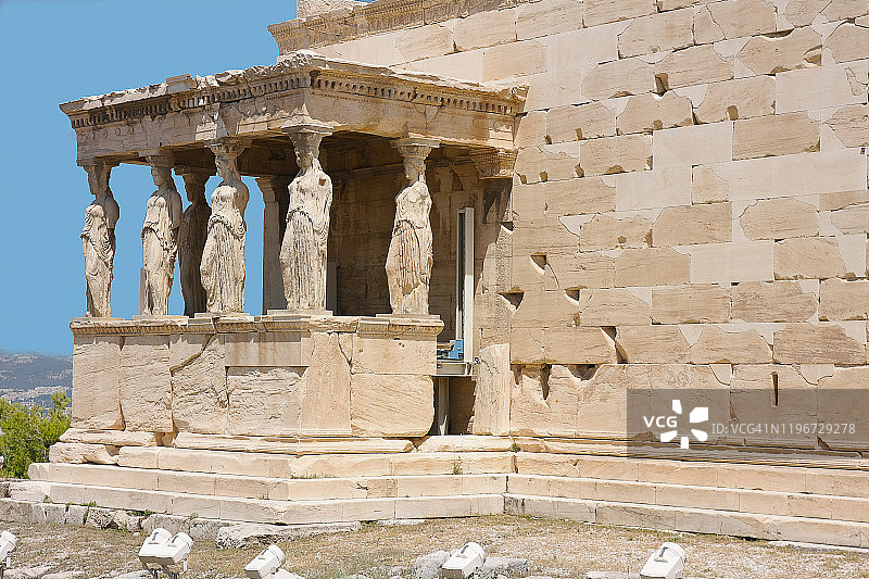 希腊雅典，厄瑞克提翁女像柱门廊图片素材