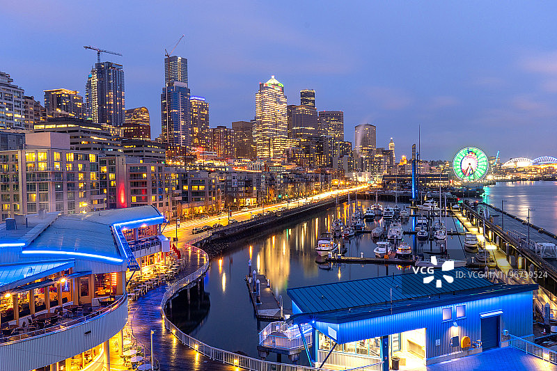 西雅图海滨夜景图片素材