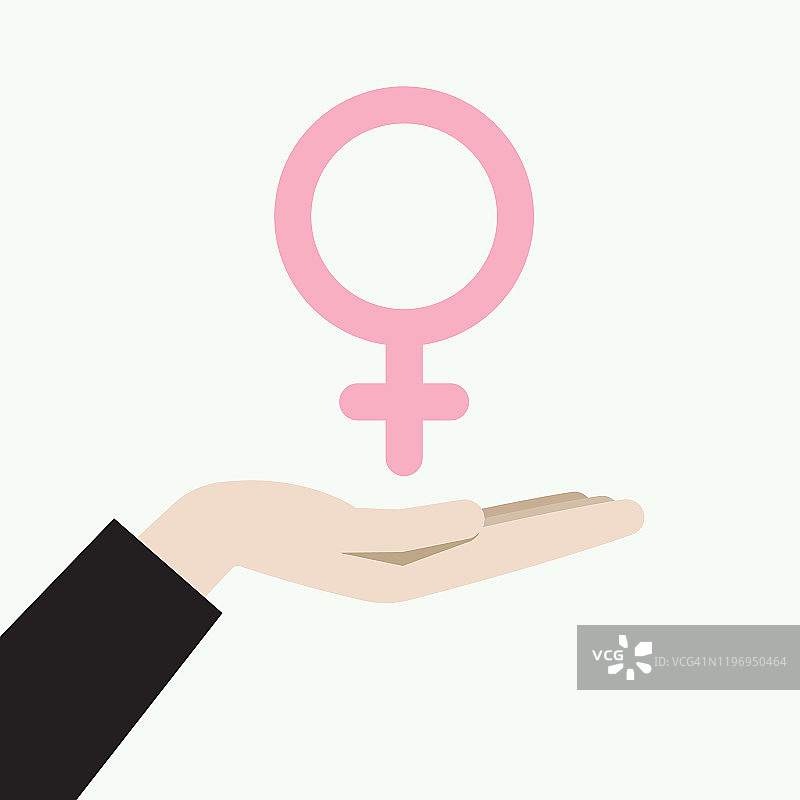 手拿女性符号图片素材
