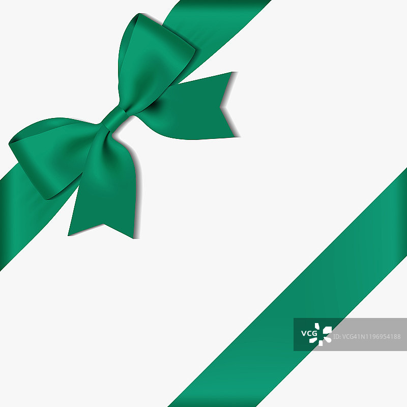 逼真的装饰性亮面绿色缎带蝴蝶结图片素材