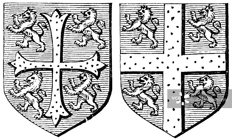 19世纪的达勒姆市和主教辖区纹章图片素材