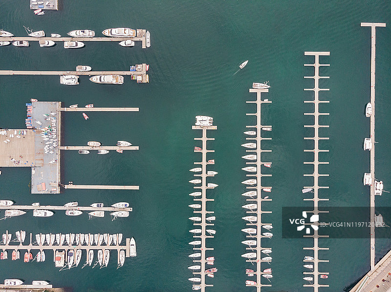 港口中的船只俯视图图片素材
