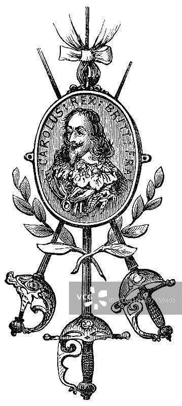 英格兰国王查理一世圆形画像图片素材