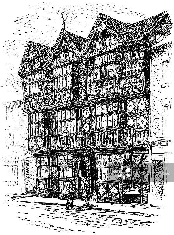 英格兰勒德洛羽毛酒店 - 19世纪图片素材