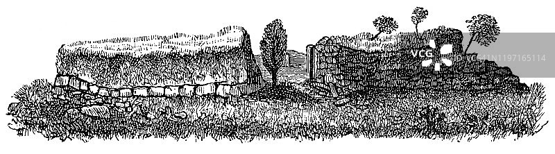 英国康沃尔郡的Chysauster古村落——19世纪景象图片素材