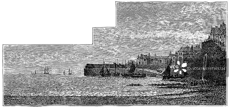 英国康沃尔郡纽林镇 - 19世纪图片素材