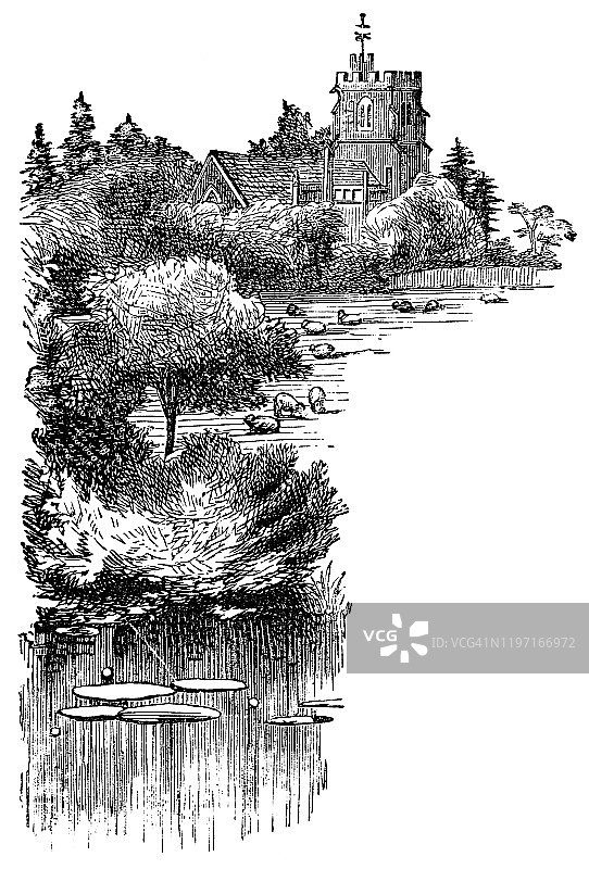 英国肯特郡梅德斯通镇（19世纪）图片素材