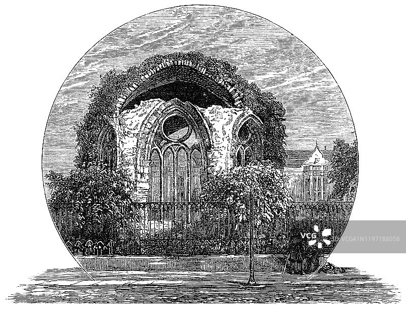 苏格兰圣安德鲁斯布莱克法尔修道院遗址 - 19世纪图片素材