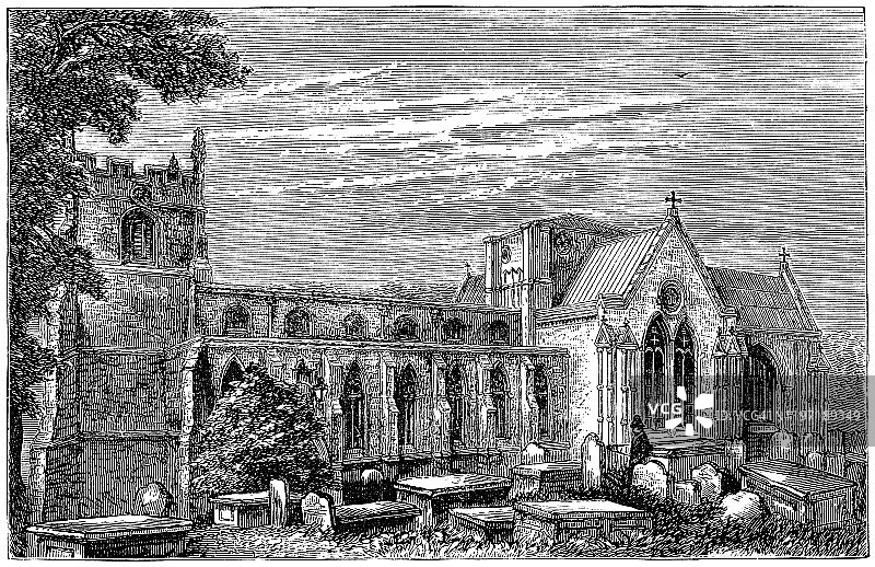 威尔士班戈尔大教堂（19世纪）图片素材