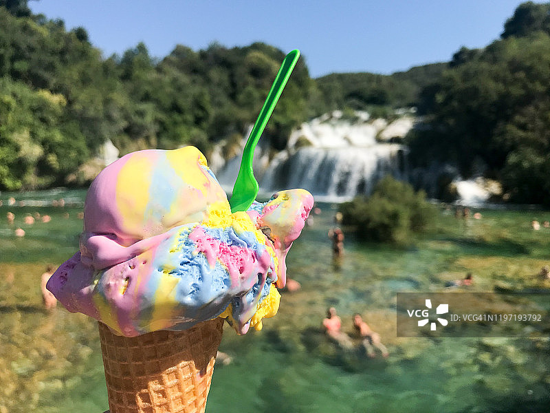 克罗地亚夏季：克尔卡国家公园，达尔马提亚图片素材