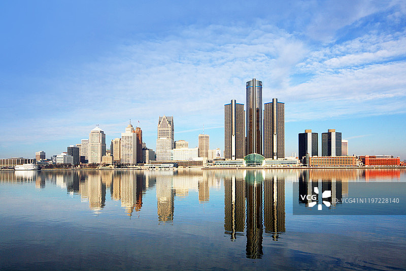 底特律倒影图片素材