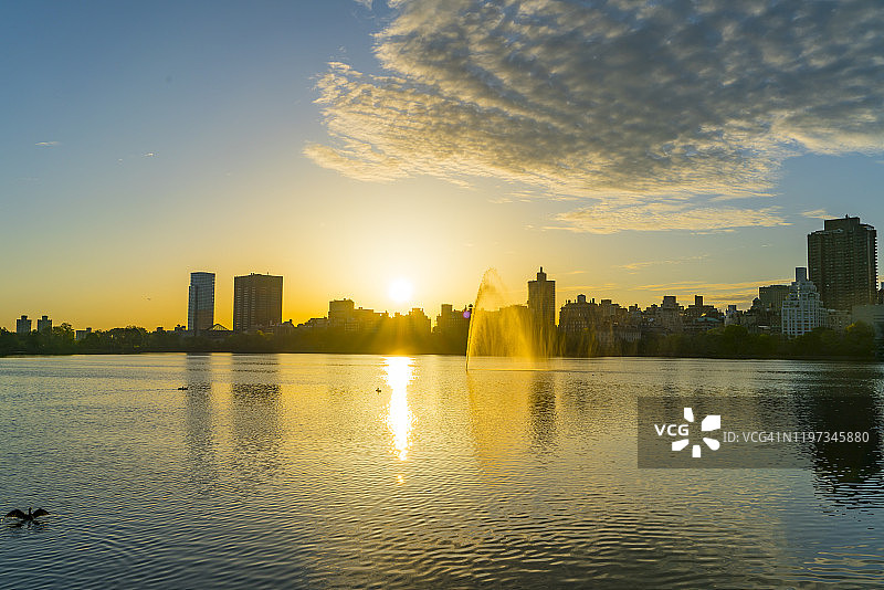 纽约中央公园春日日出图片素材