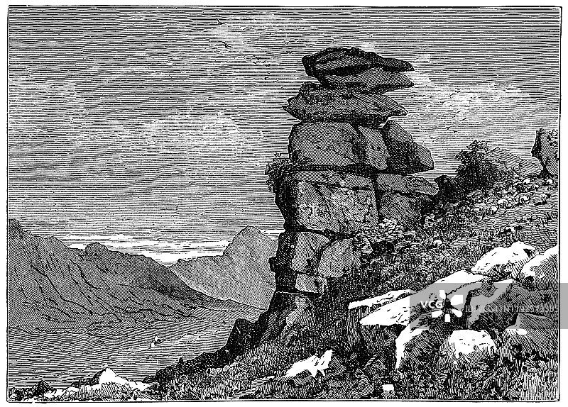 英国德文郡岩石谷魔鬼奶酪环岩层图片素材