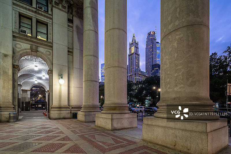 纽约市政大楼柱廊图片素材