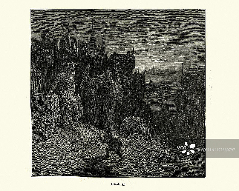 夜晚的哥特风怪物：巨人、矮人、恶魔图片素材