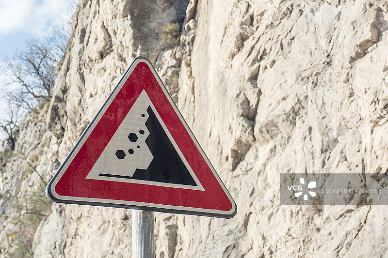 当心落石警告标志图片素材