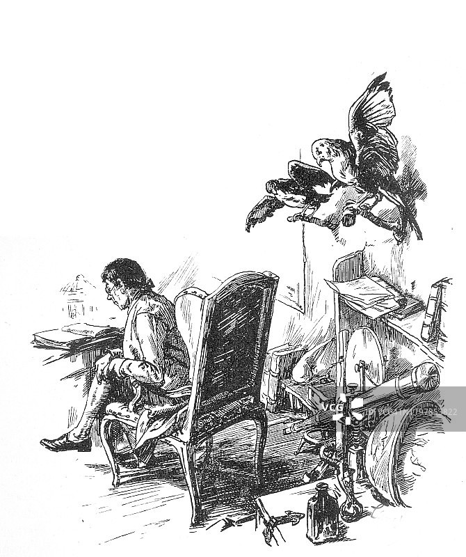 在房间里阅读的科学家图片素材