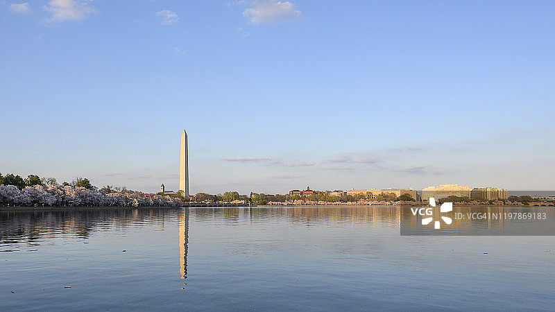 从潮汐盆地拍摄的华盛顿纪念碑图片素材