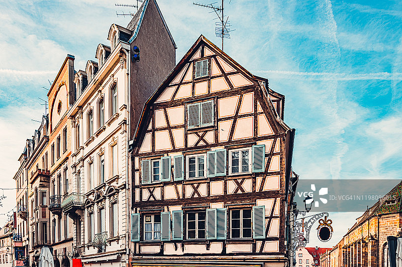 法国阿尔萨斯的半木结构建筑图片素材