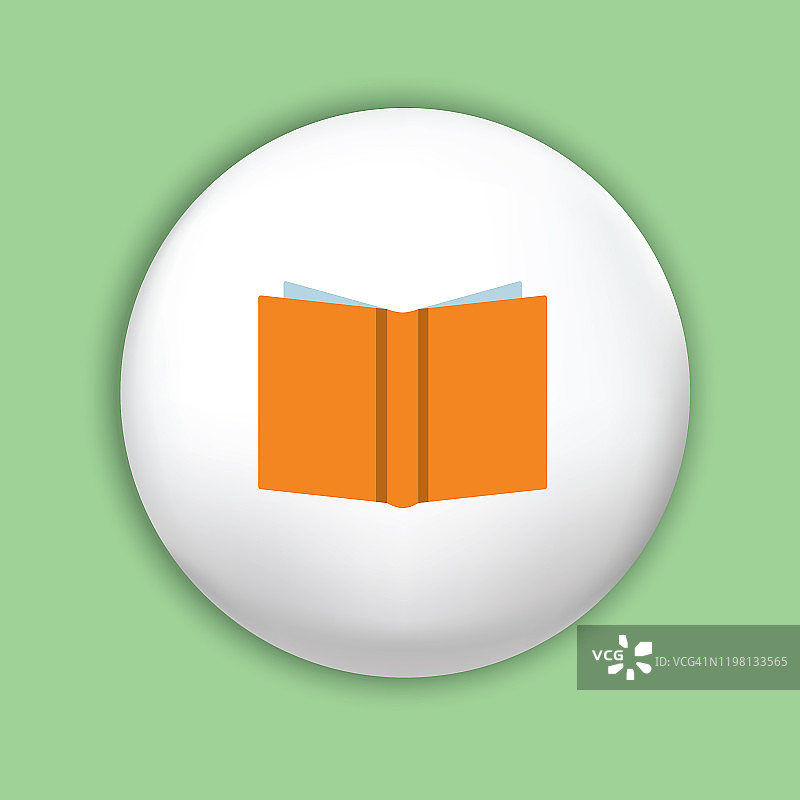 扁平设计白色按钮书籍图标图片素材