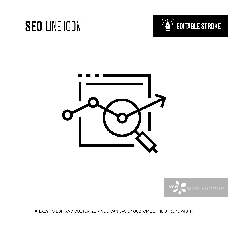 SEO线性图标（可编辑描边）图片素材